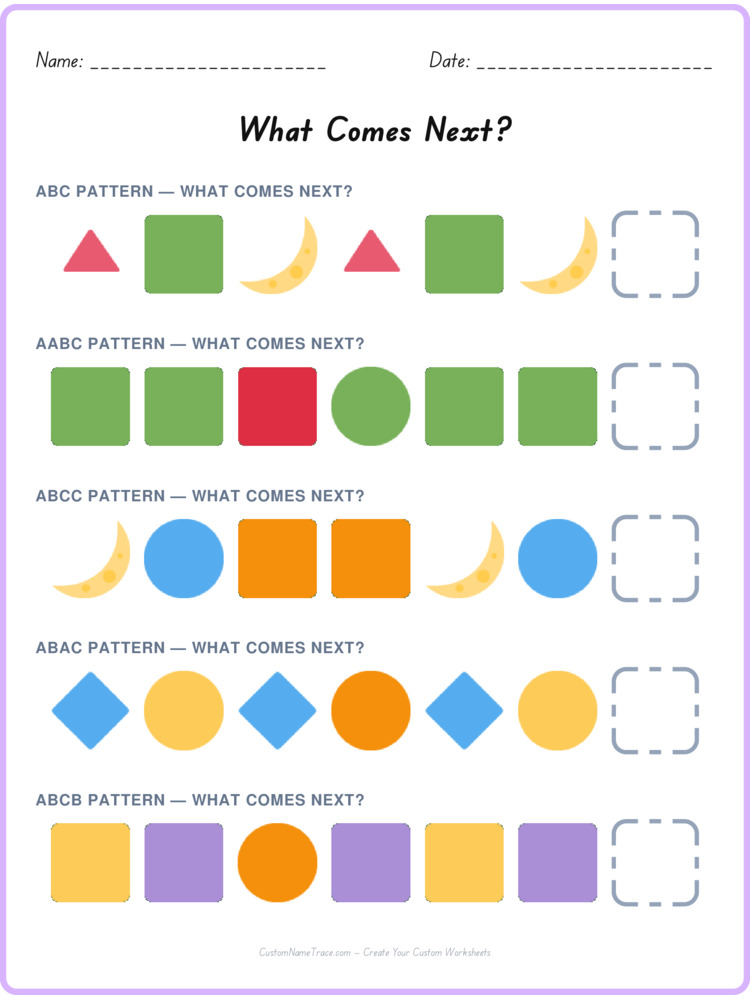 Mixed Review pattern worksheet 220 for kids
