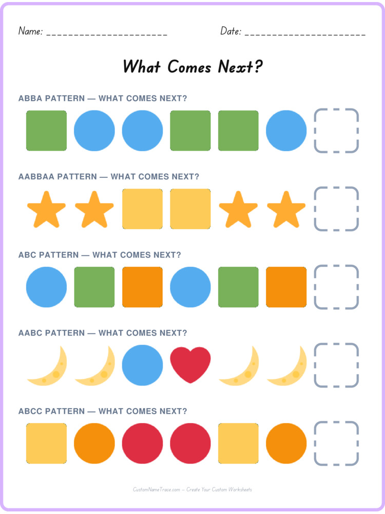 Mixed Review pattern worksheet 221 for kids