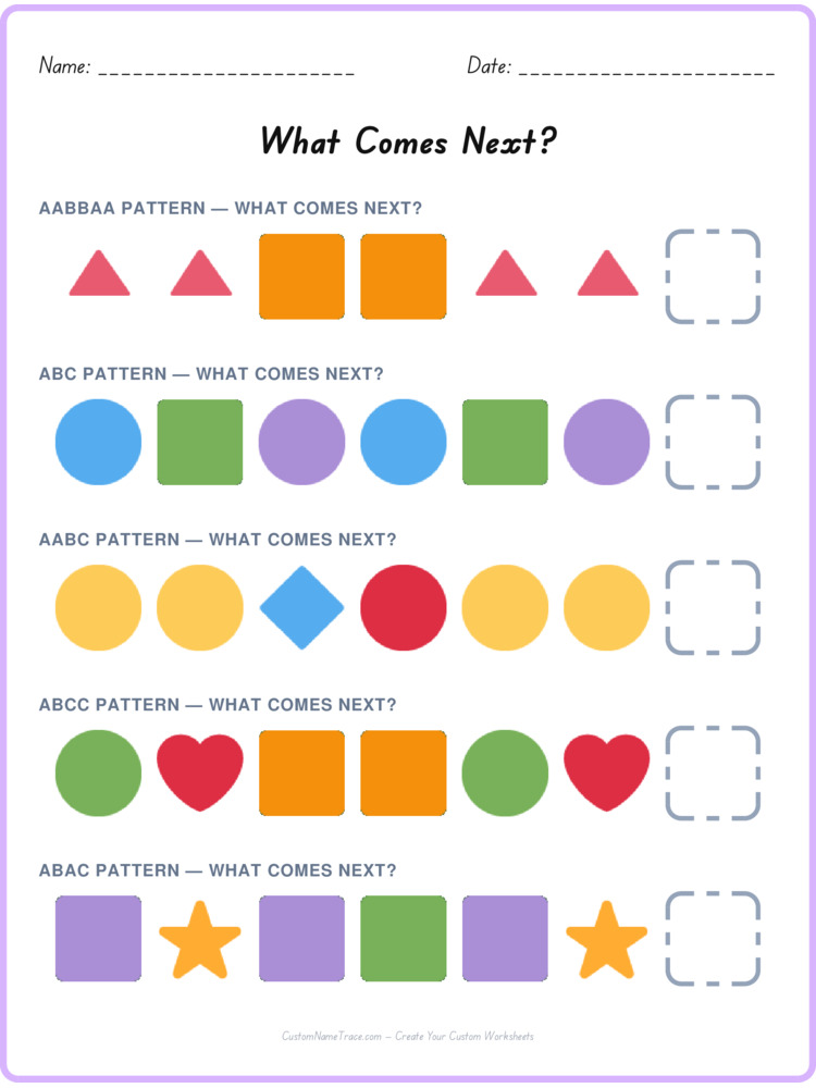 Mixed Review pattern worksheet 222 for kids