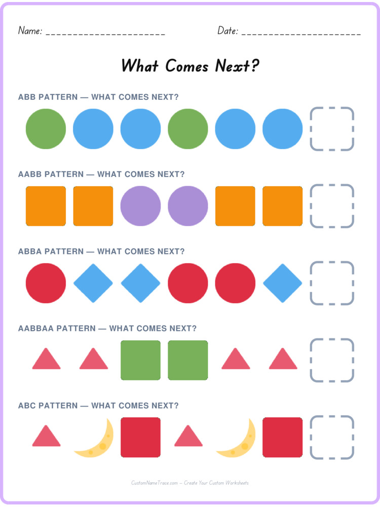 Mixed Review pattern worksheet 223 for kids