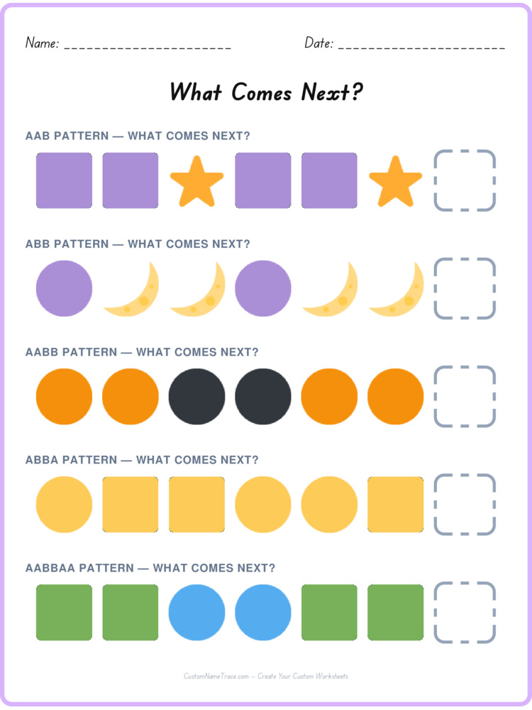 Mixed Review pattern worksheet 225 for kids