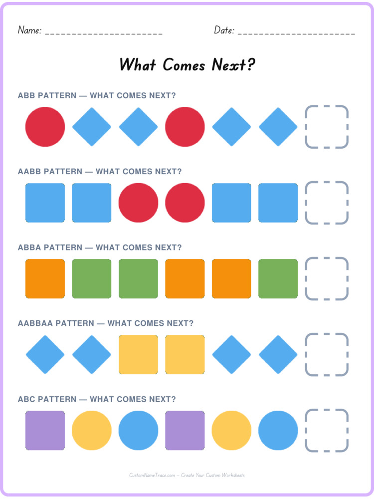 Mixed Review pattern worksheet 226 for kids