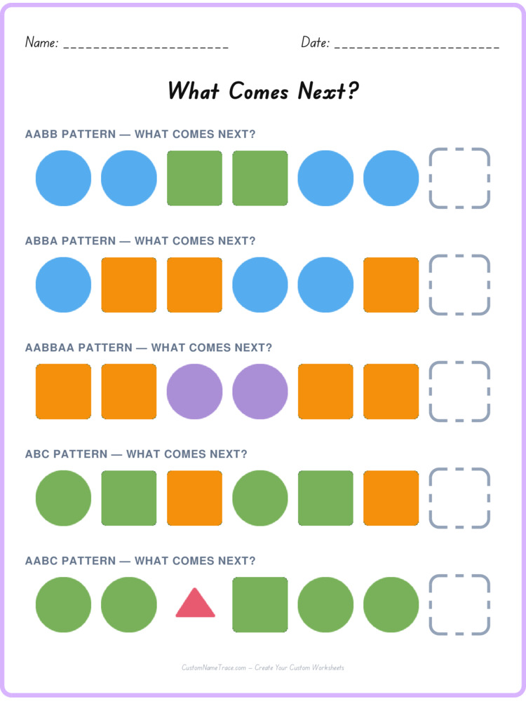 Mixed Review pattern worksheet 227 for kids