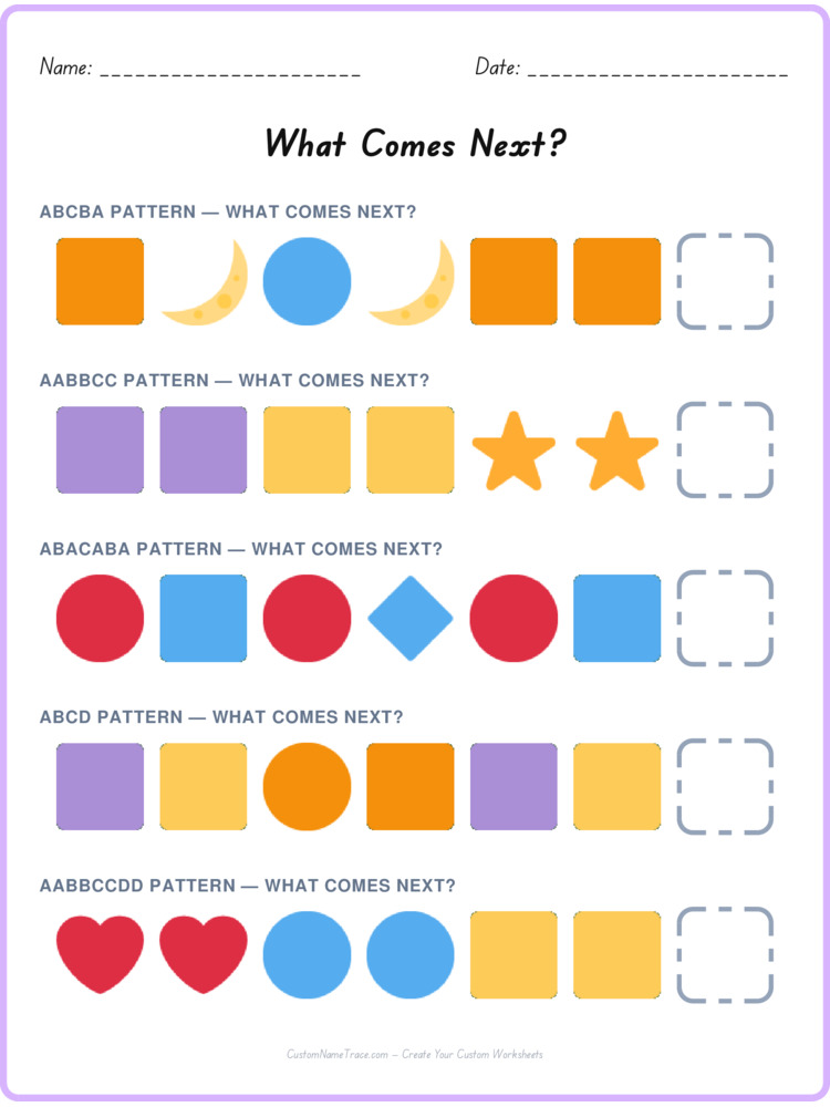 Mixed Review pattern worksheet 228 for kids