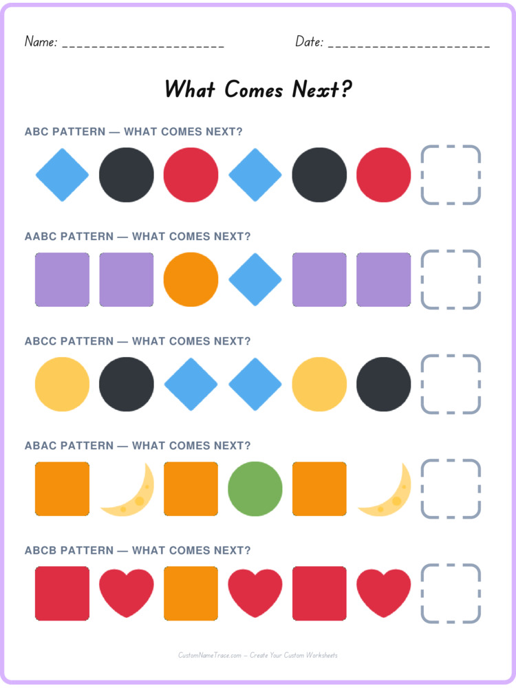 Mixed Review pattern worksheet 229 for kids