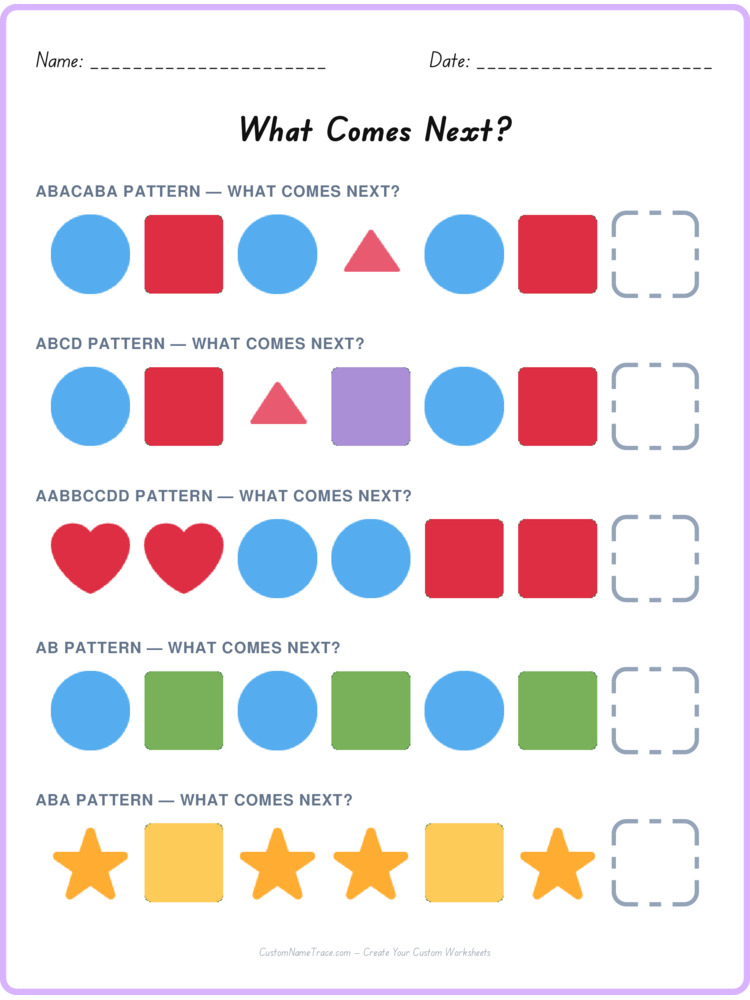 Mixed Review pattern worksheet 231 for kids