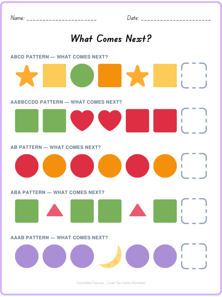 Mixed Review pattern worksheet 232 for kids
