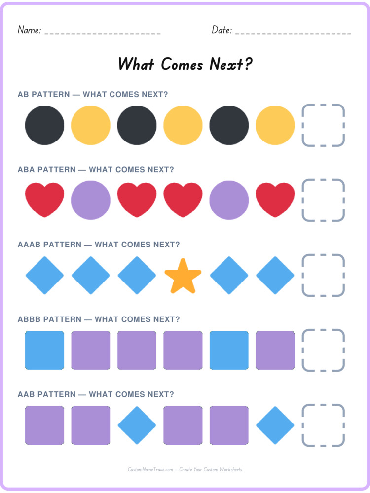 Mixed Review pattern worksheet 233 for kids