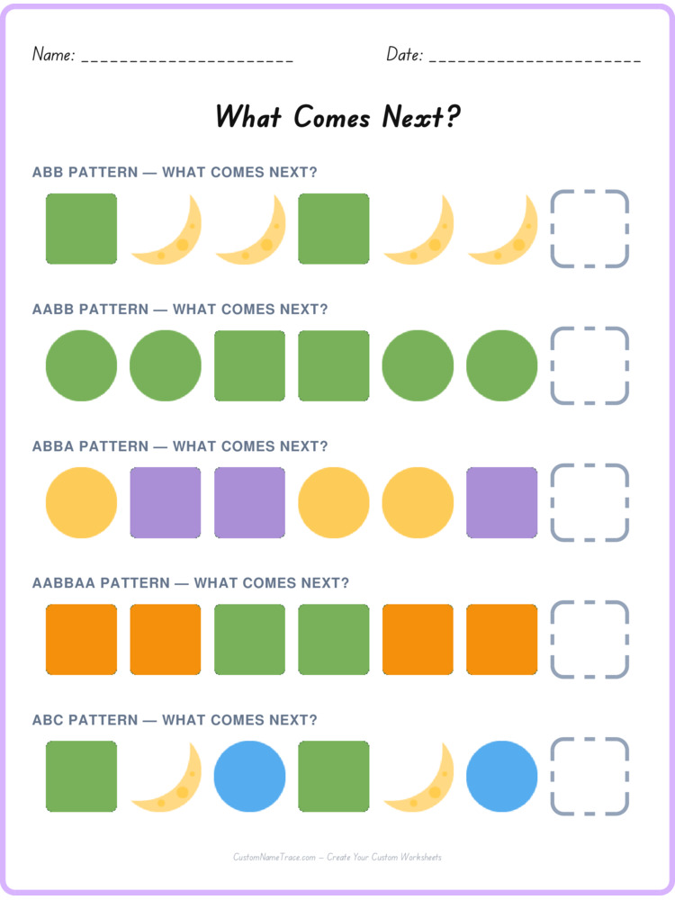 Mixed Review pattern worksheet 234 for kids