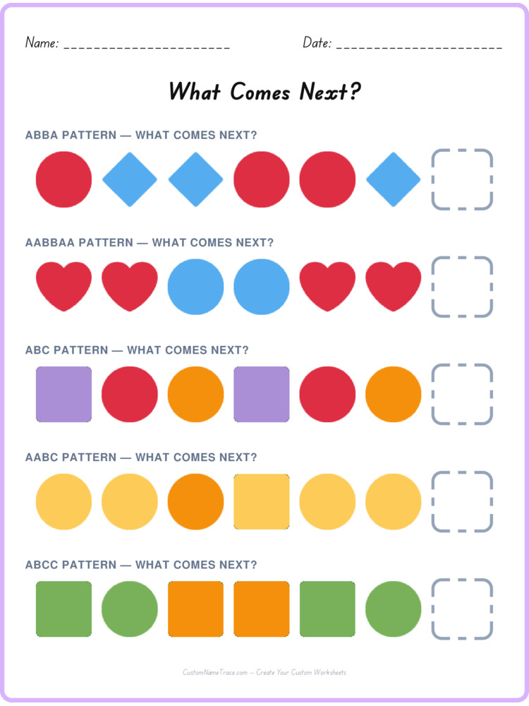 Mixed Review pattern worksheet 235 for kids