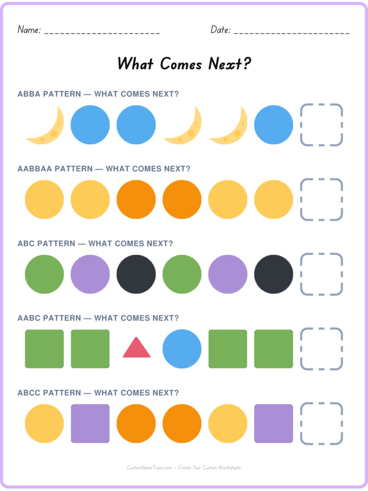 Mixed Review pattern worksheet 236 for kids