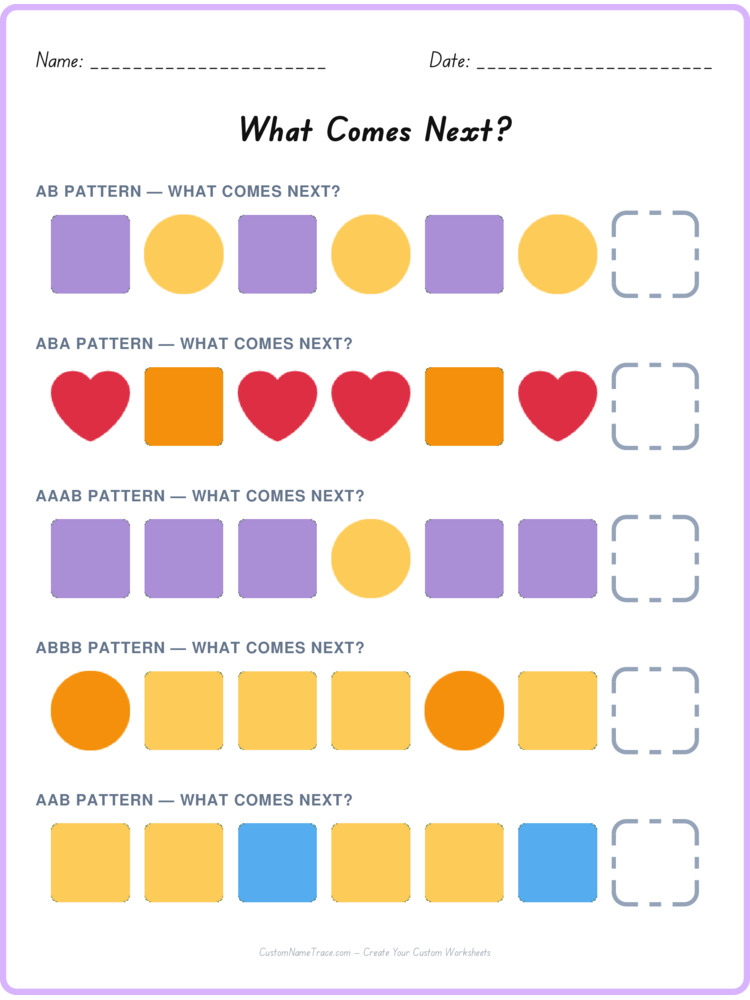 Mixed Review pattern worksheet 237 for kids