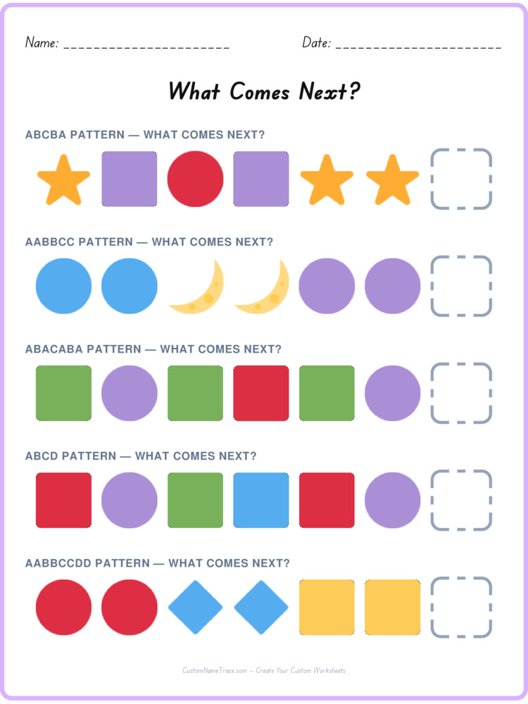 Mixed Review pattern worksheet 238 for kids