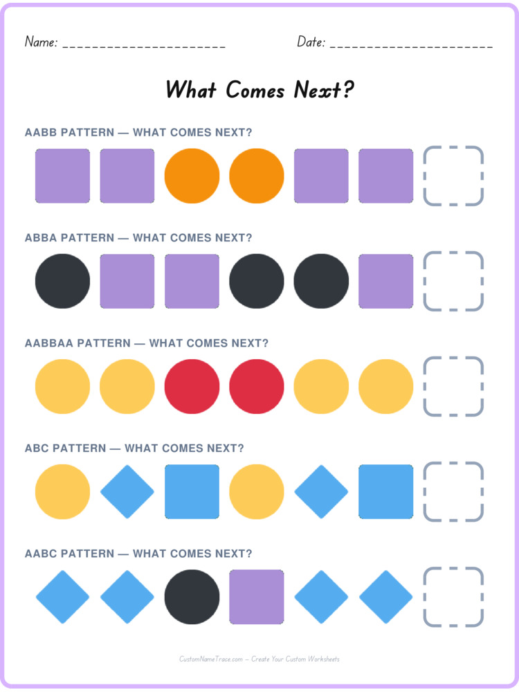Mixed Review pattern worksheet 239 for kids