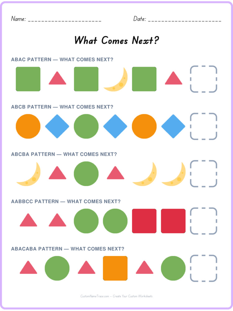 Mixed Review pattern worksheet 24 for kids