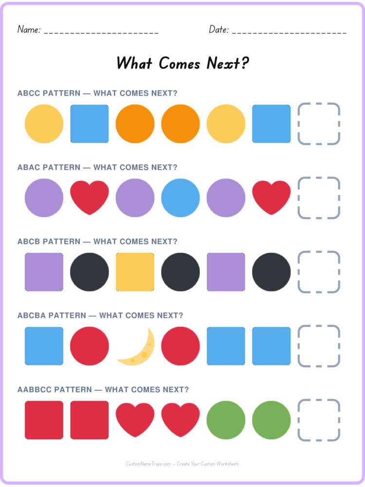 Mixed Review pattern worksheet 240 for kids
