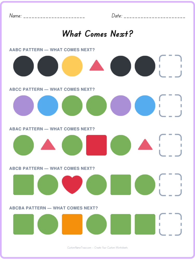Mixed Review pattern worksheet 241 for kids