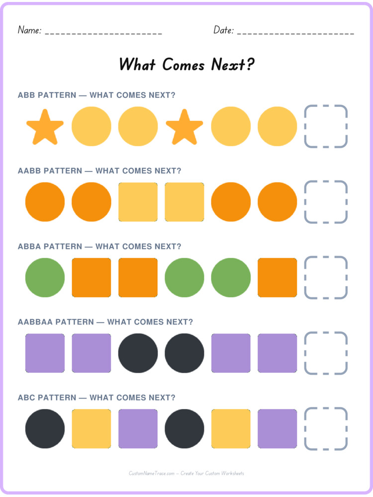 Mixed Review pattern worksheet 242 for kids