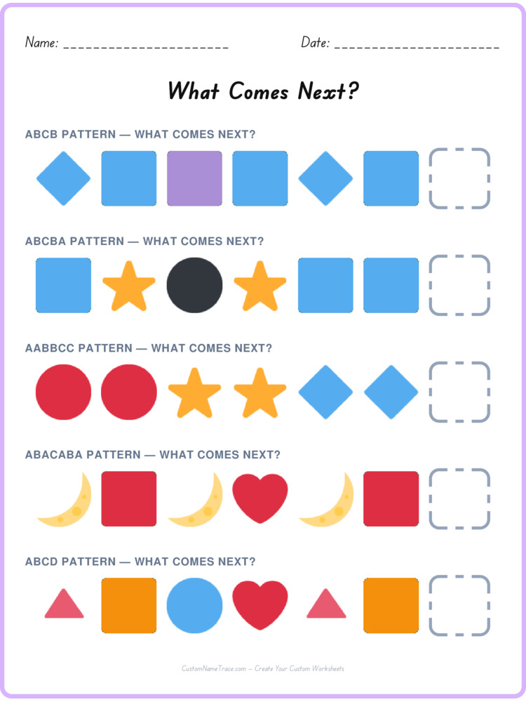 Mixed Review pattern worksheet 243 for kids