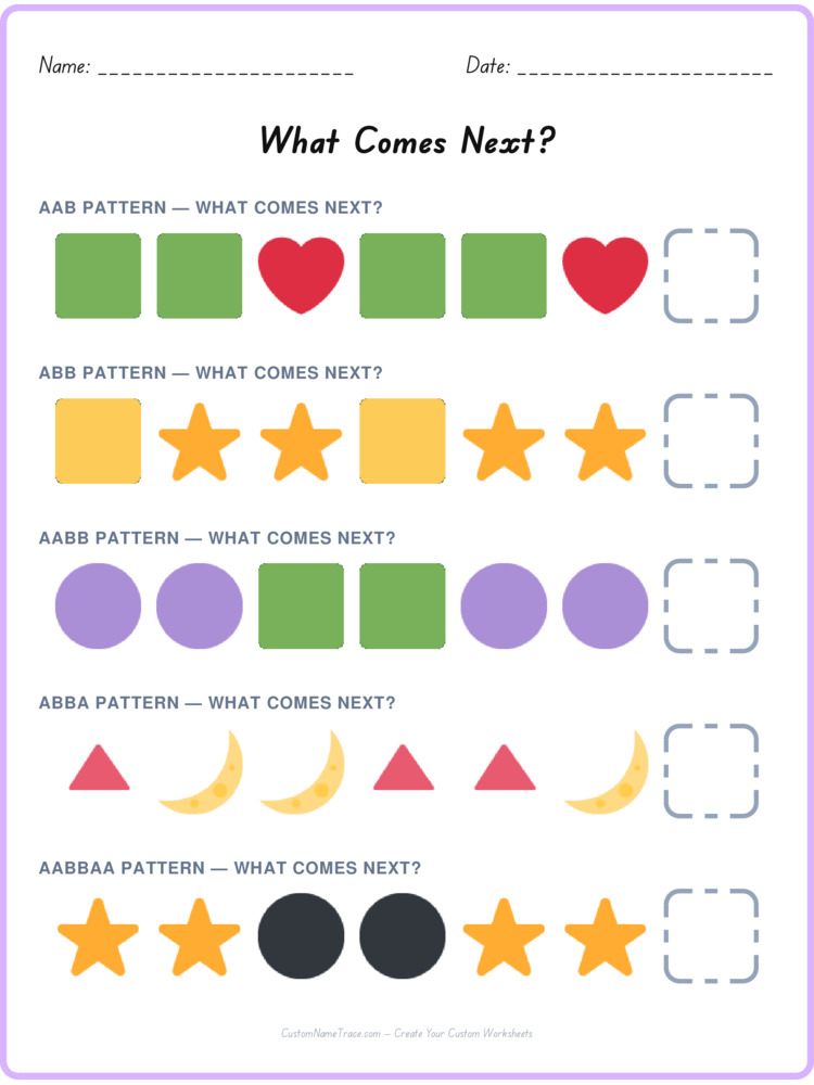 Mixed Review pattern worksheet 244 for kids