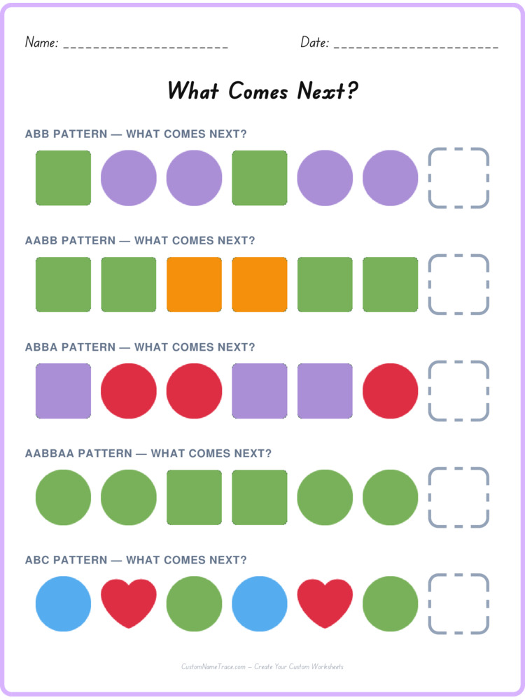 Mixed Review pattern worksheet 245 for kids
