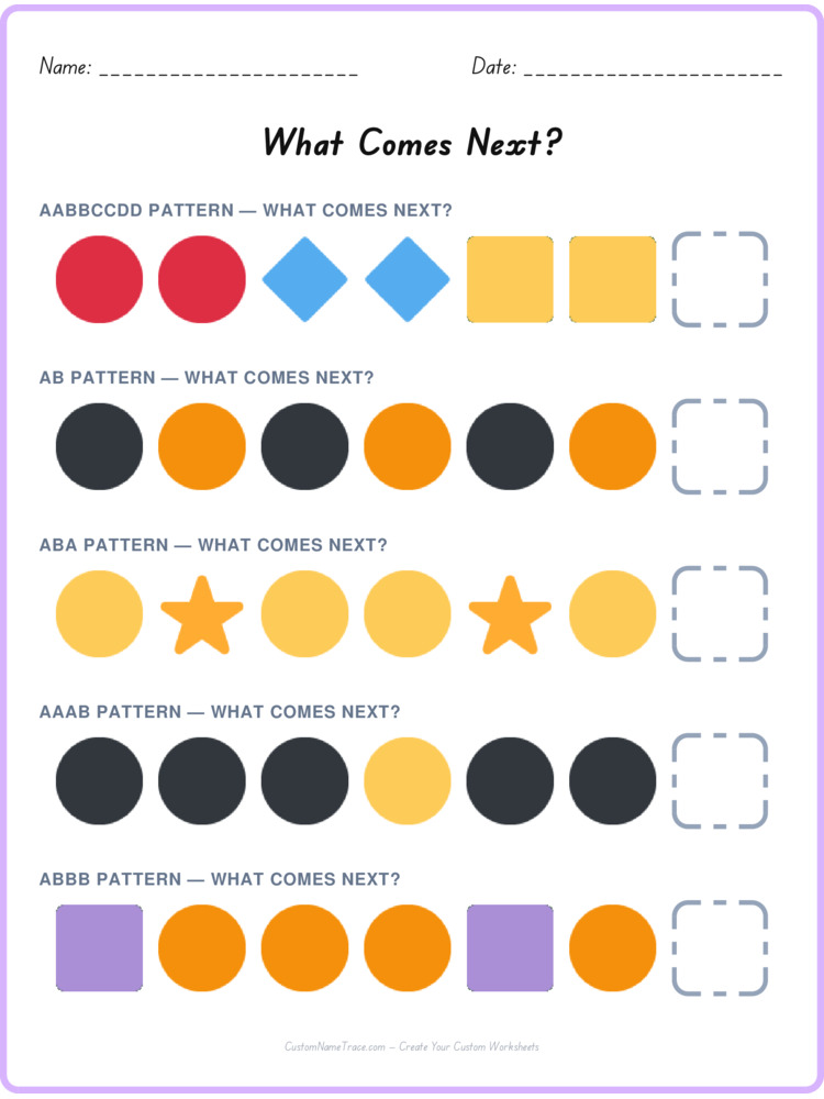 Mixed Review pattern worksheet 246 for kids
