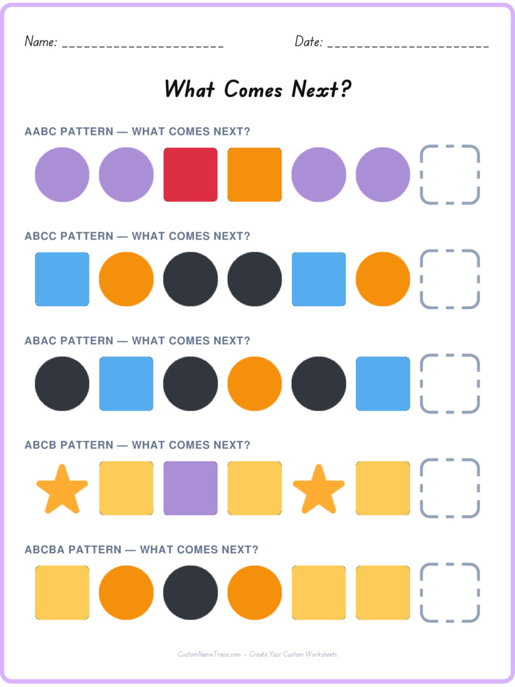 Mixed Review pattern worksheet 248 for kids