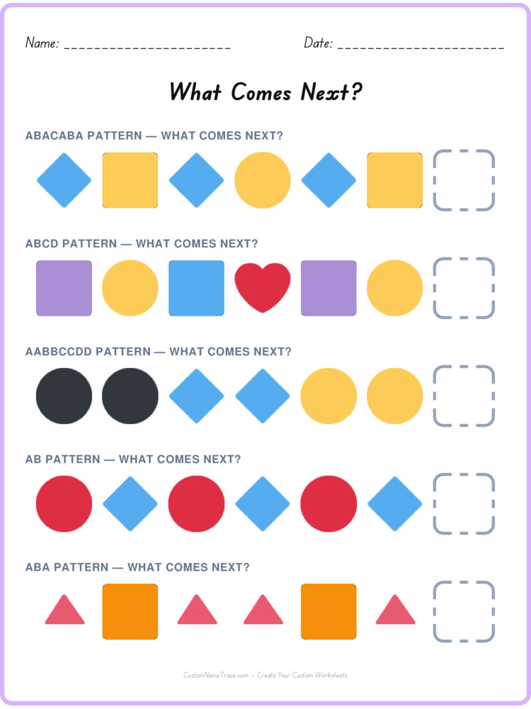 Mixed Review pattern worksheet 249 for kids