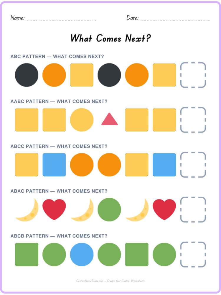 Mixed Review pattern worksheet 250 for kids