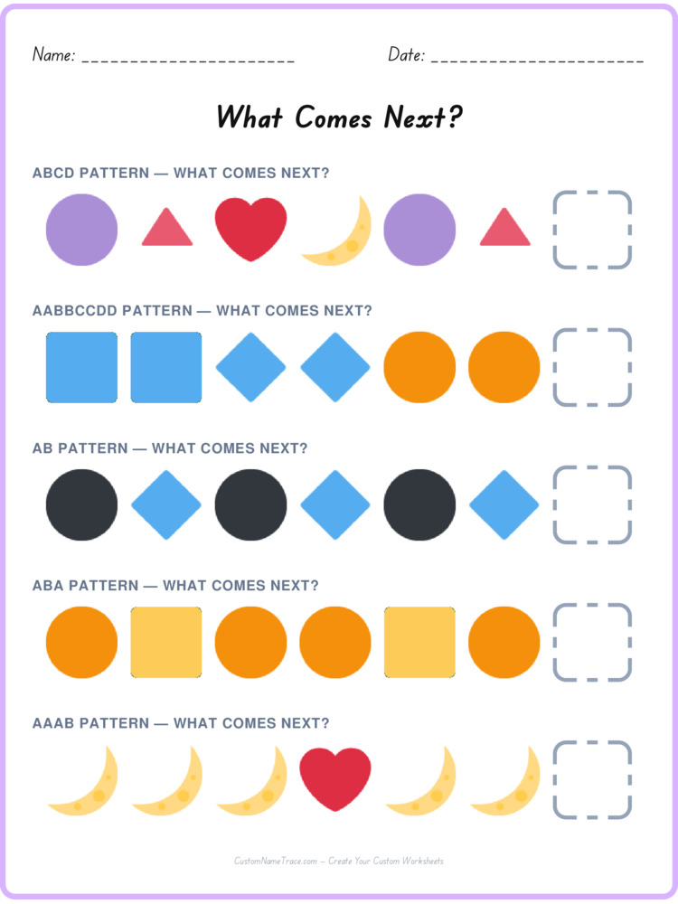 Mixed Review pattern worksheet 27 for kids