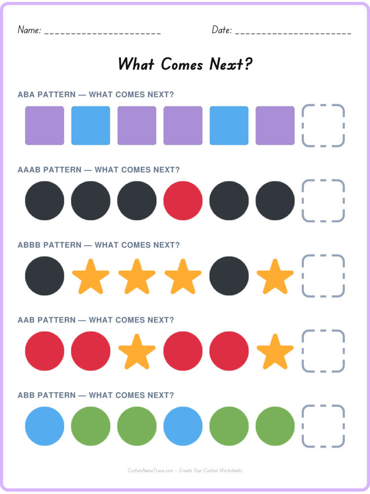 Mixed Review pattern worksheet 29 for kids