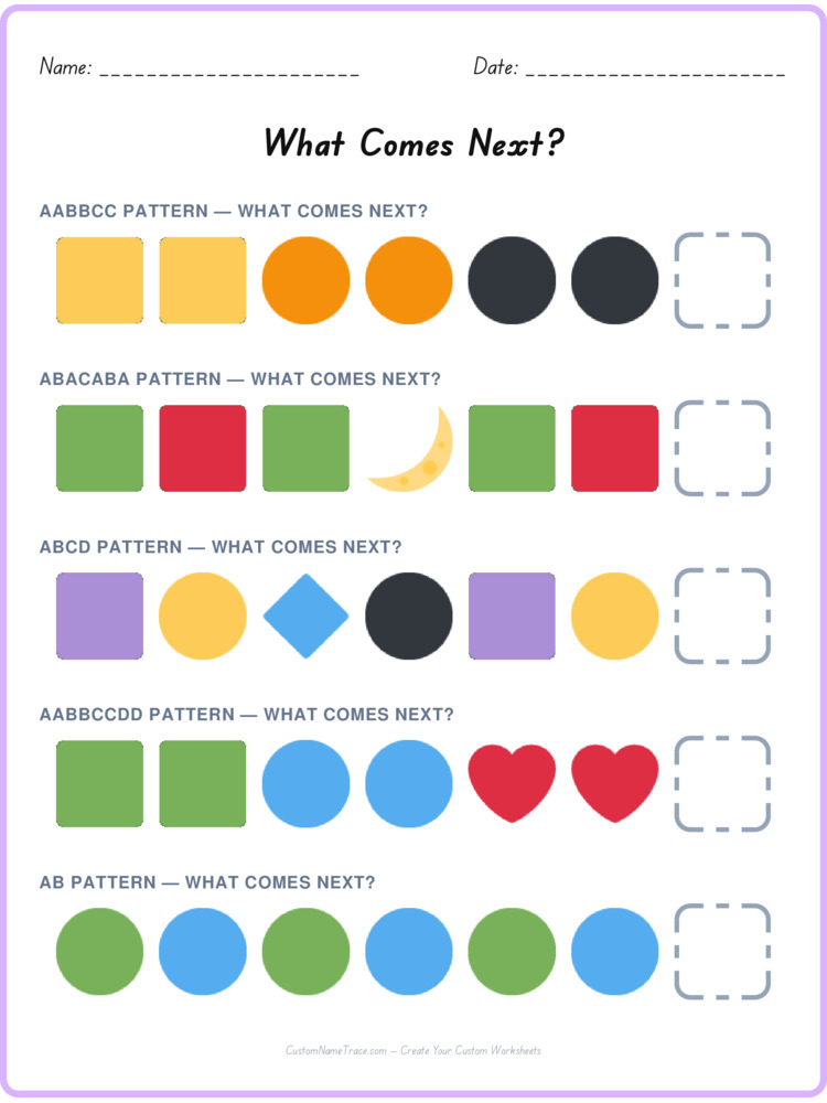 Mixed Review pattern worksheet 30 for kids