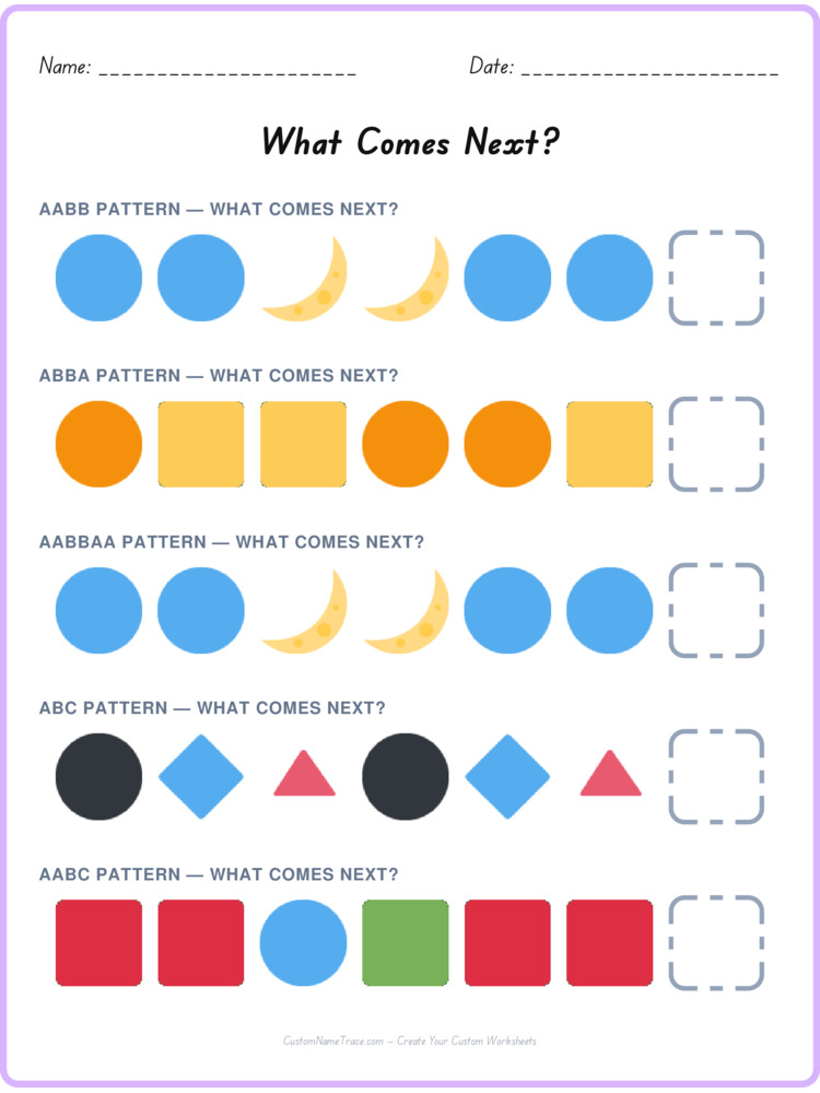 Mixed Review pattern worksheet 31 for kids