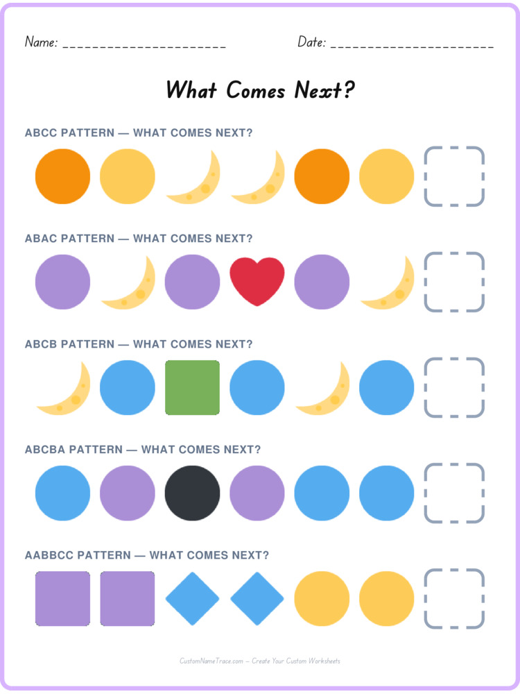 Mixed Review pattern worksheet 34 for kids