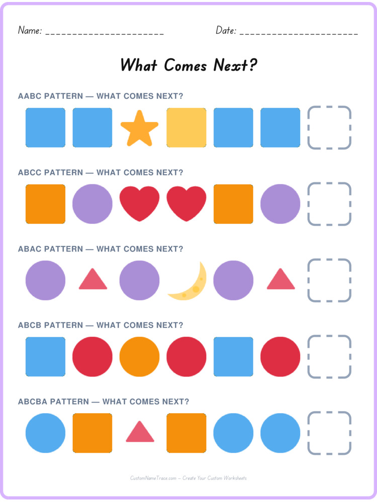 Mixed Review pattern worksheet 41 for kids