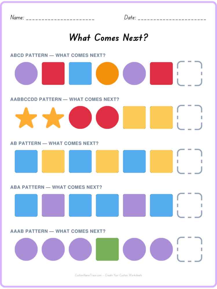 Mixed Review pattern worksheet 47 for kids