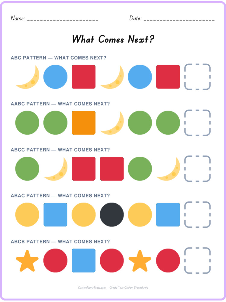 Mixed Review pattern worksheet 60 for kids