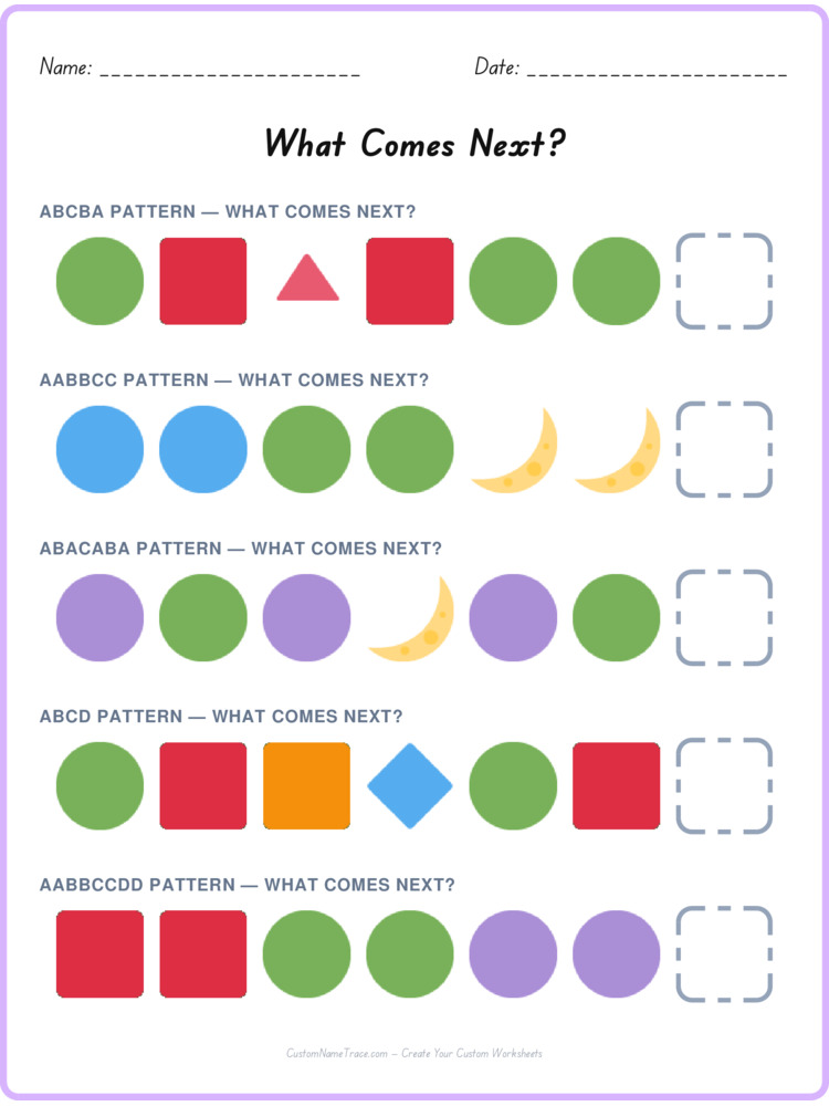 Mixed Review pattern worksheet 64 for kids