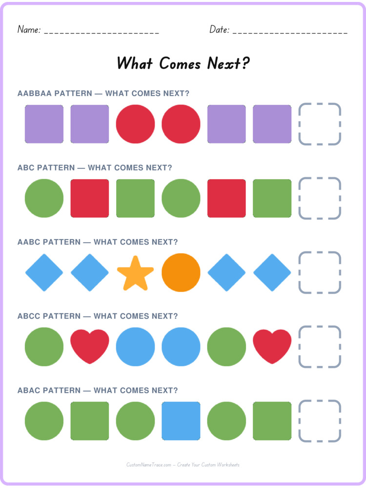Mixed Review pattern worksheet 65 for kids