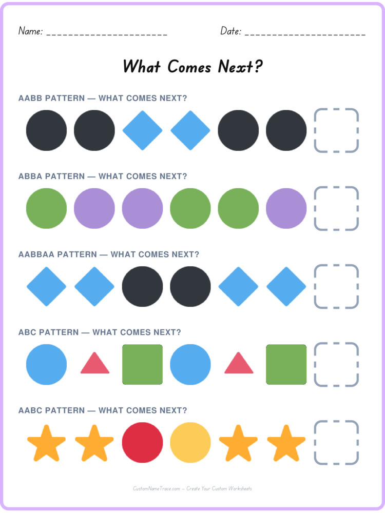 Mixed Review pattern worksheet 66 for kids