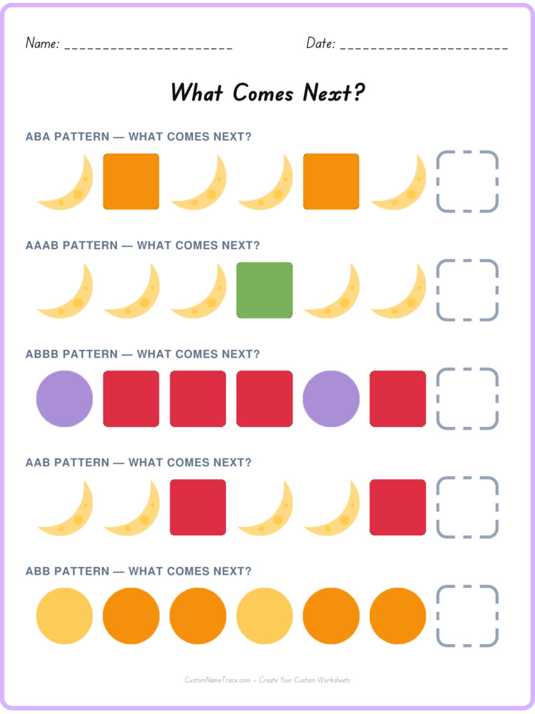 Mixed Review pattern worksheet 67 for kids