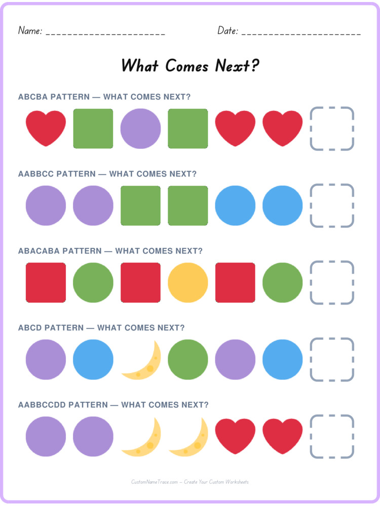 Mixed Review pattern worksheet 75 for kids