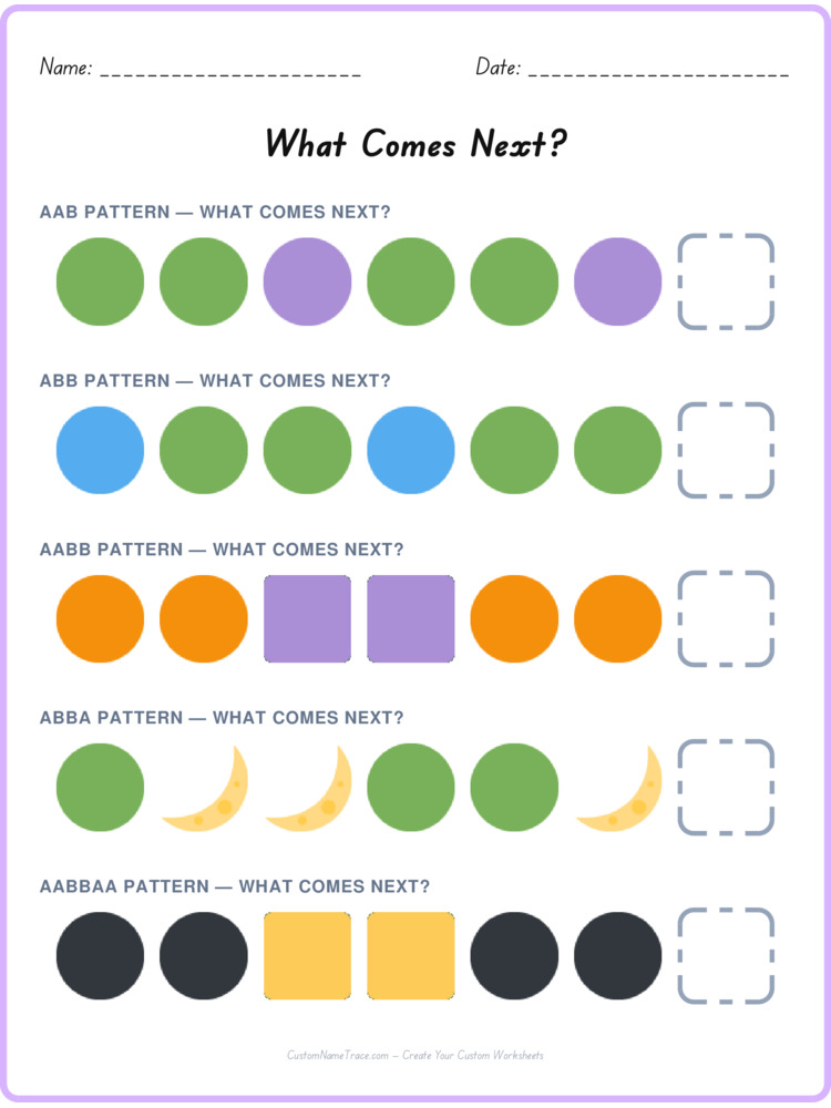 Mixed Review pattern worksheet 76 for kids