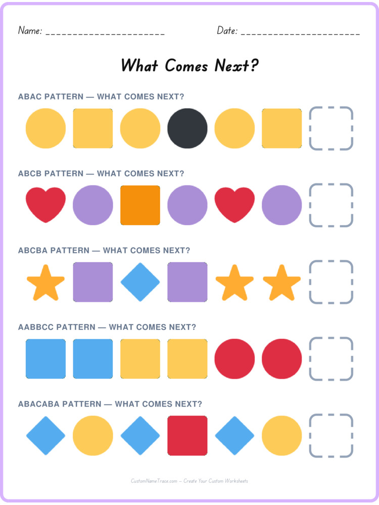 Mixed Review pattern worksheet 79 for kids