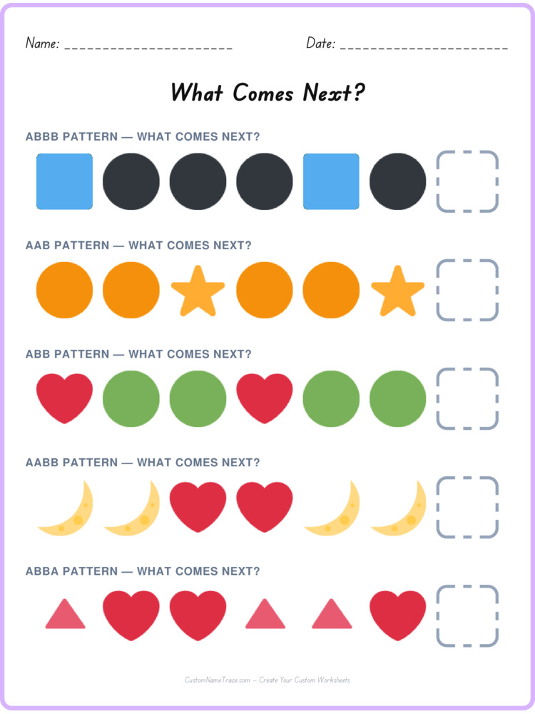 Mixed Review pattern worksheet 80 for kids