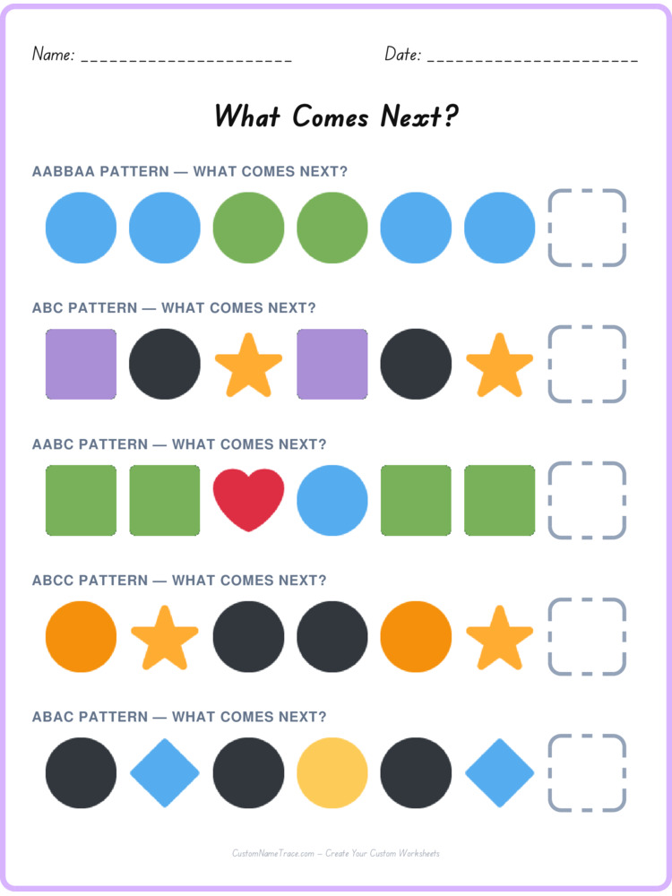 Mixed Review pattern worksheet 81 for kids