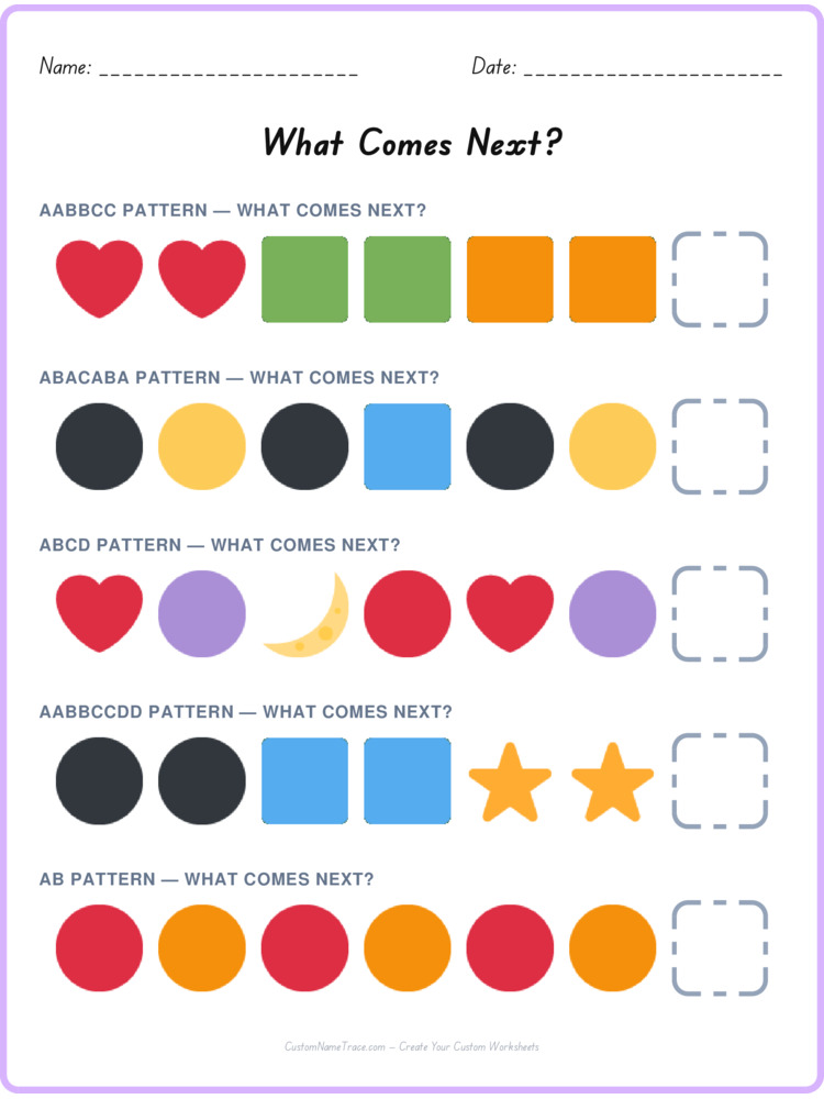 Mixed Review pattern worksheet 82 for kids