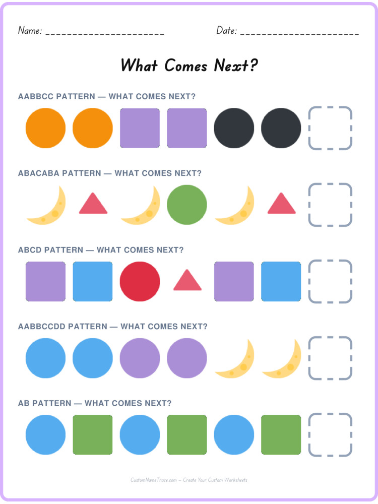 Mixed Review pattern worksheet 83 for kids