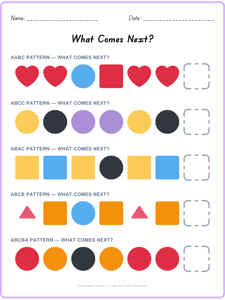 Mixed Review pattern worksheet 84 for kids