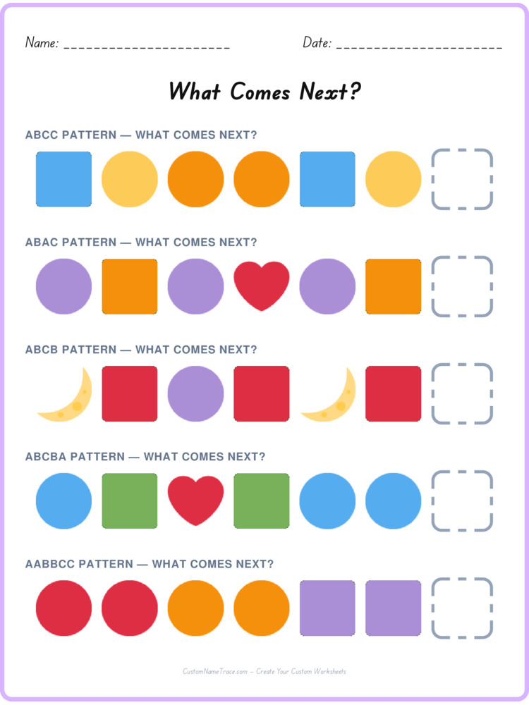 Mixed Review pattern worksheet 85 for kids